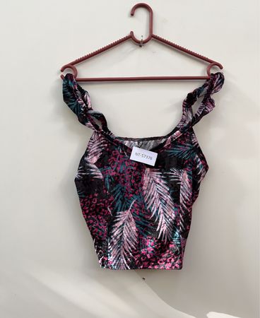 Damen Tropenprint Off-the-Shoulder Top