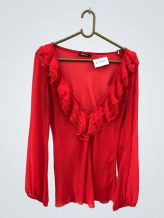 Talco Rote Rüsch Bluse