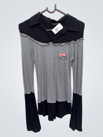 Denny Rose Damen graues und schwarzes Langarmoberteil