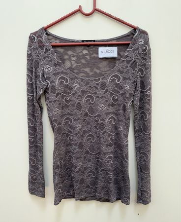 Talula Gray Lace Long-Sleeve Top