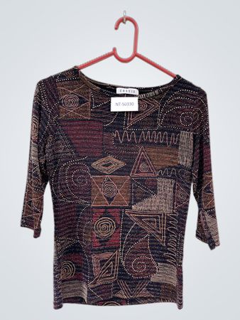Cassis geometrischer Druck 3/4-Ärmel-Oberteil