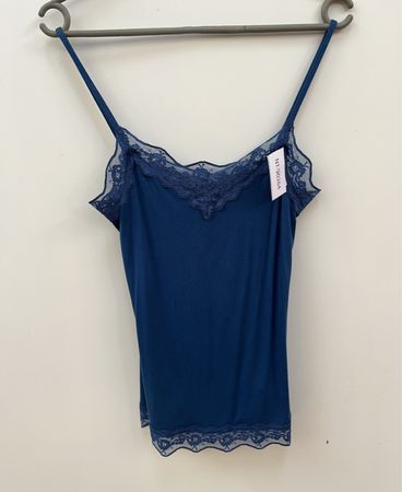 Tezenis Blau Spitze Besatz Cami Top