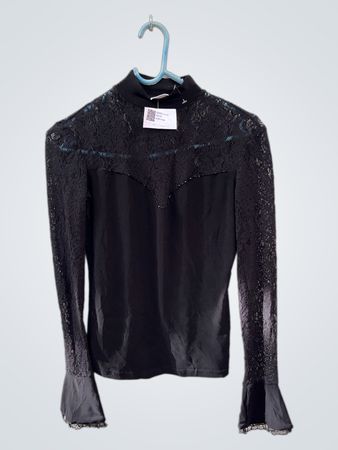 Monaari Black Lace Mock Neck Top