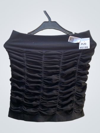 Schwarzes gerafftes trägerloses Oberteil