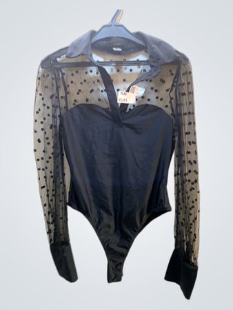 Forever 21 Schwarzes Polka-Dot-Netz-Bodysuit