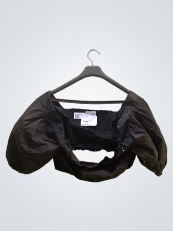 Schwarzes Puffärmel-Top