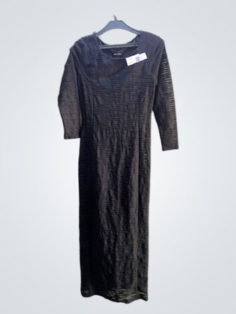 Monki Schwarzes Texturiertes Langarm-Maxikleid
