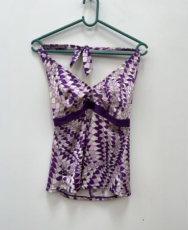 Purple Patterned Halter Top