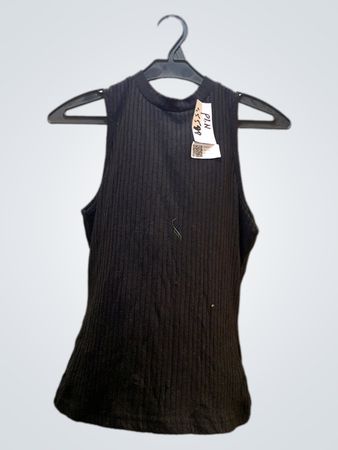 Schwarzes geripptes Tanktop