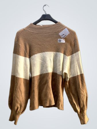 Braun-weiß gestreifter Pullover