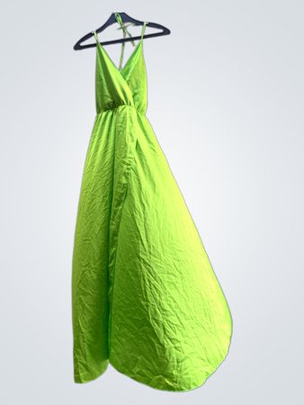 Limettengrünes Satin-Kleid