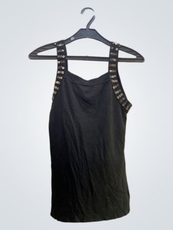 Schwarzes Tanktop mit Pailletten-Trägern