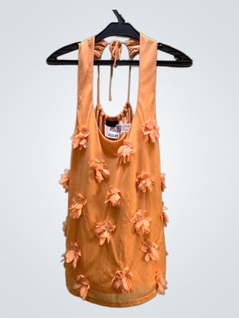 Topshop Orange Floral Embellished Mini Dress