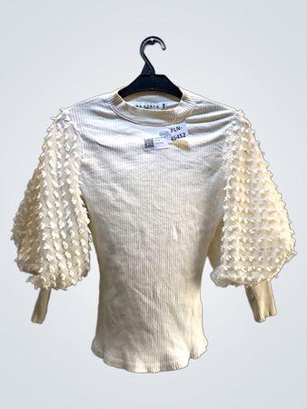 By Clara Paris Rippstrick Puffärmel Top