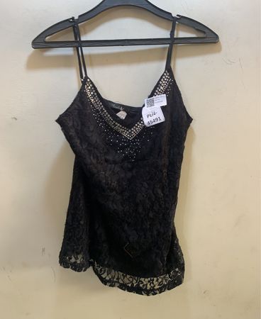 Black Lace Top with Rhinestones