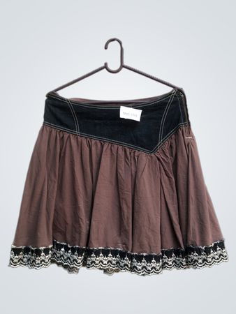 Brauer Rock mit Denim-Taillenteil und Spitzenbesatz