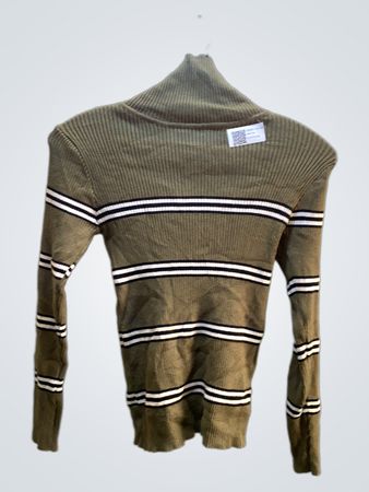 Faith Vintage Rippstrick-Turtleneck-Pullover mit Streifen