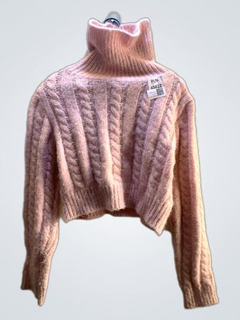 Rosa Strickpullover mit Rollkragen