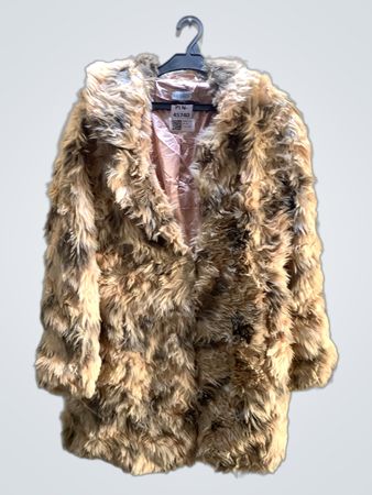 Blauer Vanille Kunstpelzmantel