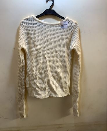 Unbranded Cream Waffle Strick V-Ausschnitt Pullover