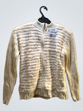 Unbranded Cream Textured Zip-Up Sweater