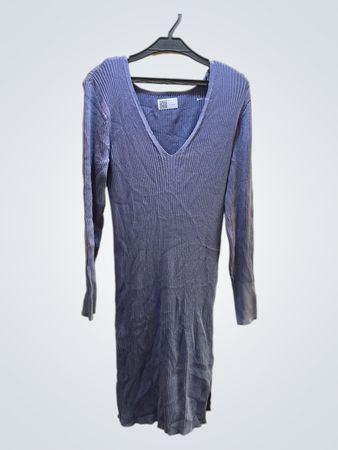 Unbranded Ribbed V-Neck Langarmkleid