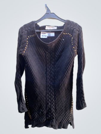ZARAKNIT Schwarzer gepunkteter Strickpullover