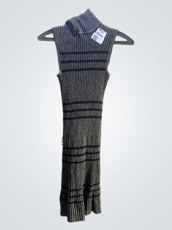 Unbranded ärmelloses Rollkragenripp-Kleid mit Streifen