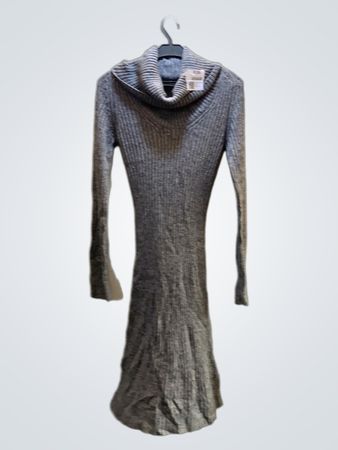 Unbranded Graues Geripptes Rollkragenkleid