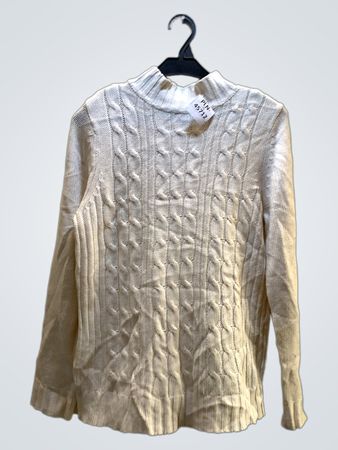 Unbranded Cream Cable Knit Mock Neck Sweater
