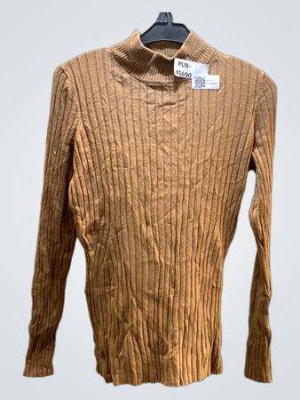 Unbranded Brauner Rippstrick-Mock-Neck-Pullover