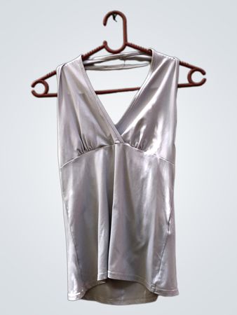 Satin V-Ausschnitt ärmelloses Top