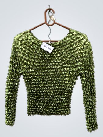 Grünes Crinkle Langarmshirt