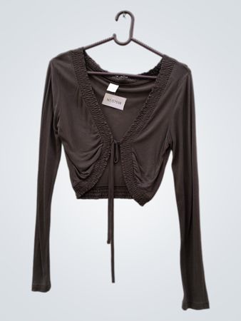 Camateu Brown Ruched Tie Front Cardigan