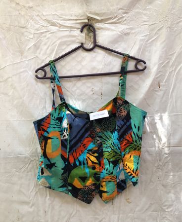 Tropischer Print Gerafftes Bustier Top