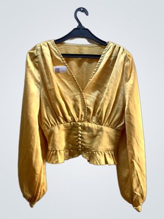 FaithVintage Gelbe satinierte Bluse