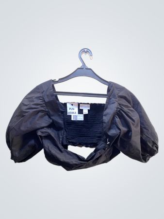 STYLECHEAT Schwarzes Puffärmel-Crop-Top