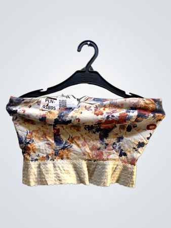 No Stress Floral Print Tube Top mit Spitzenbesatz