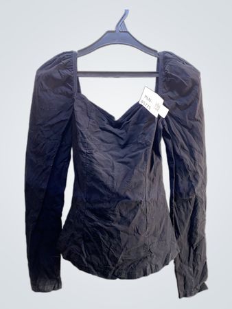 FaithVintage Schwarzes Puffärmel-Top