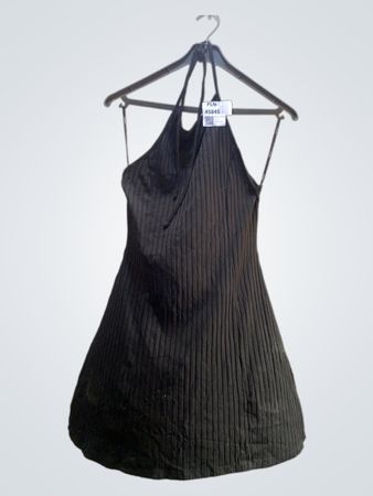 FaithVintage Schwarzes Geripptes Neckholderkleid