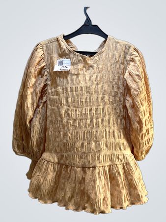 Pfirsichfarbene, strukturierte Peplum-Bluse