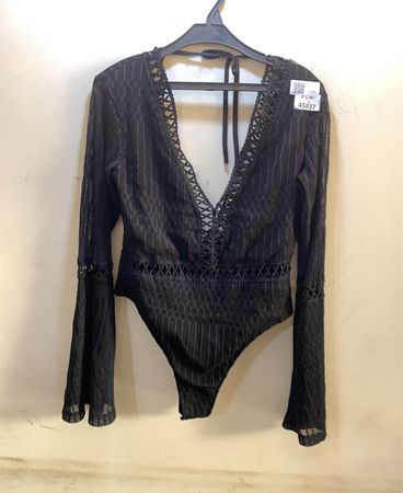 FaithVintage Schwarzer Spitzen-Bodysuit