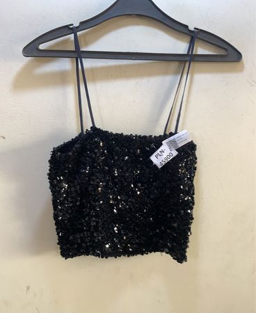 FaithVintage Schwarzes Pailletten-Crop-Top
