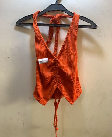 Unbranded Orange Rüschentop mit Neckholder