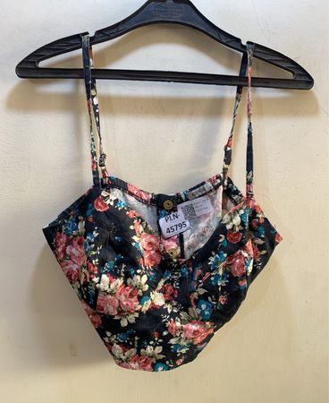 AUDIOVISUAL Crop-Top mit floralem Druck und Knöpfen
