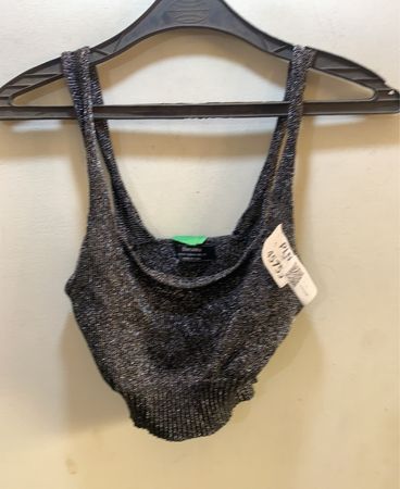 Bershka Metallic Knit Crop Top