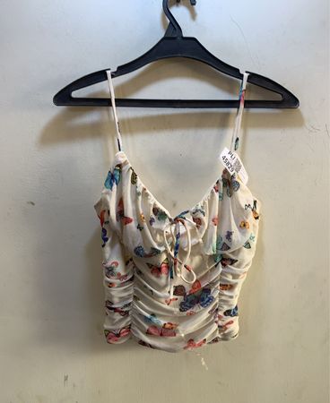 FaithVintage Schmetterlingsdruck Raffung Top