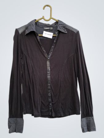 MEXX Schwarzes Langarmhemd mit Knopfleiste