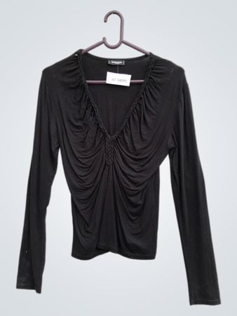 Sinéquanone Black Long Sleeve V-Neck Top