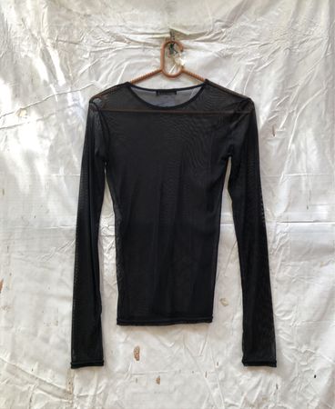 WHO'S NOT PARIS Schwarzes Mesh Langarmoberteil